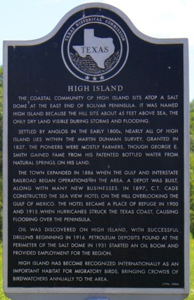 Historical Markers on Bolivar Peninsula-High Island
