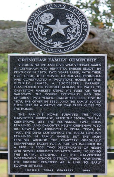 Historical Markers on Bolivar Peninsula-Crenshaw Family Cemetery